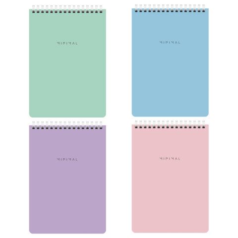 Блокнот А5 146х206 мм, 60 л., гребень, картон, жесткая подложка, клетка, BRAUBERG "Minimal Pastel", 116427