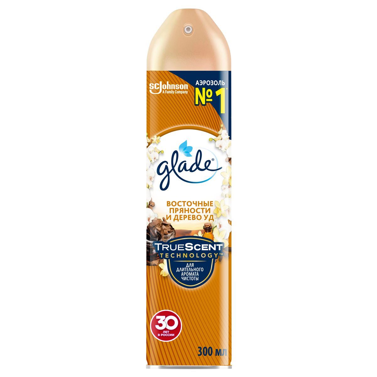 Освежитель воздуха аэрозольный Glade "Восточные пряности и дерево уд", 300мл