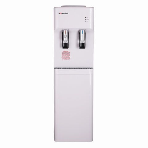 Кулер для воды SONNEN FSE-02H, напольный, НАГРЕВ/ОХЛАЖДЕНИЕ ЭЛЕКТРОННОЕ, 2 крана, белый, 454997