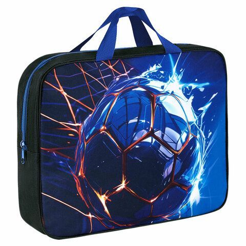 Папка на молнии с ручками BRAUBERG А4, 1 отделение, полиэстер, 80 мм, Score goal, 273304