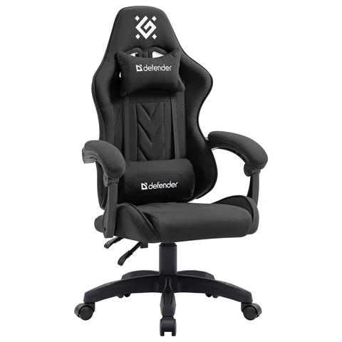 Кресло компьютерное DEFENDER Breeze, 2 подушки, ткань, черное, ш/к 25749, 64299