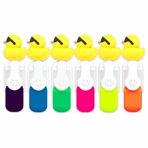 Набор текстовыделителей с топперами 6 ЦВЕТОВ НЕОН, "КРУТЫЕ УТЯТА", линия 1-4 мм, FUNSTER (ФАНСТЕР), 152647