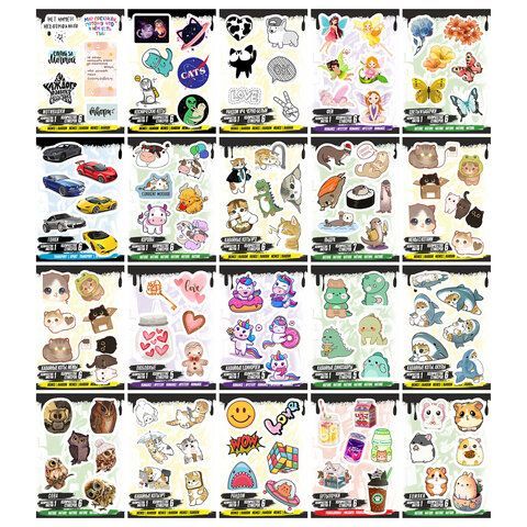 Наклейки виниловые, 5-7 шт. на листе, 1 лист, А6, "ДЕТСКИЕ ДИЗАЙНЫ", АССОРТИ, NALEPKING