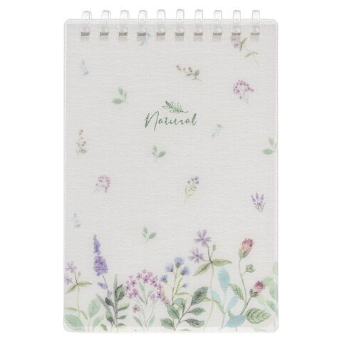 Блокнот МАЛЫЙ ФОРМАТ А6 80 л., мягкий гребень, пластик, фольга, клетка, HATBER, NATURAL FLOWERS, 090108, 80Б6A1мс_33479