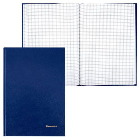Книга учета 96 л., клетка, твердая, бумвинил, блок офсет, А4 (200х290 мм), BRAUBERG, светло-синяя, 130069
