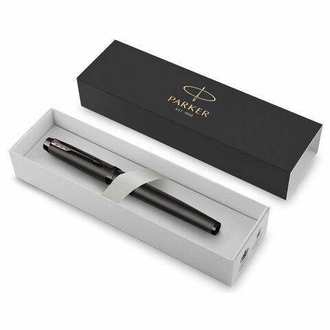 Ручка перьевая PARKER "IM Professionals Monochrome Titanium", темно-серый лак, сталь, синяя, 2172959