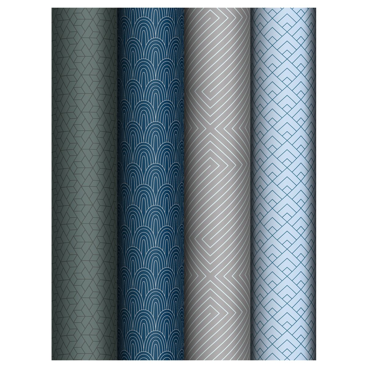 Упаковочная бумага глянц. 70*100см, MESHU "Strict", 80г/м2, ассорти 4 дизайна