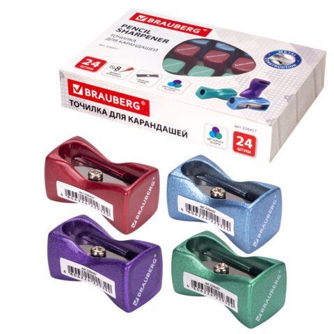 Точилка BRAUBERG "ZigZag", металлическая, корпус ассорти, 228457
