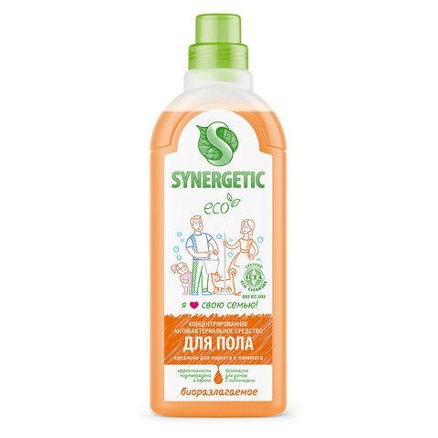 Средство для мытья пола и поверхностей 1 л SYNERGETIC, c дезинфицирующим эффектом, биоразлагаемое, 101100 