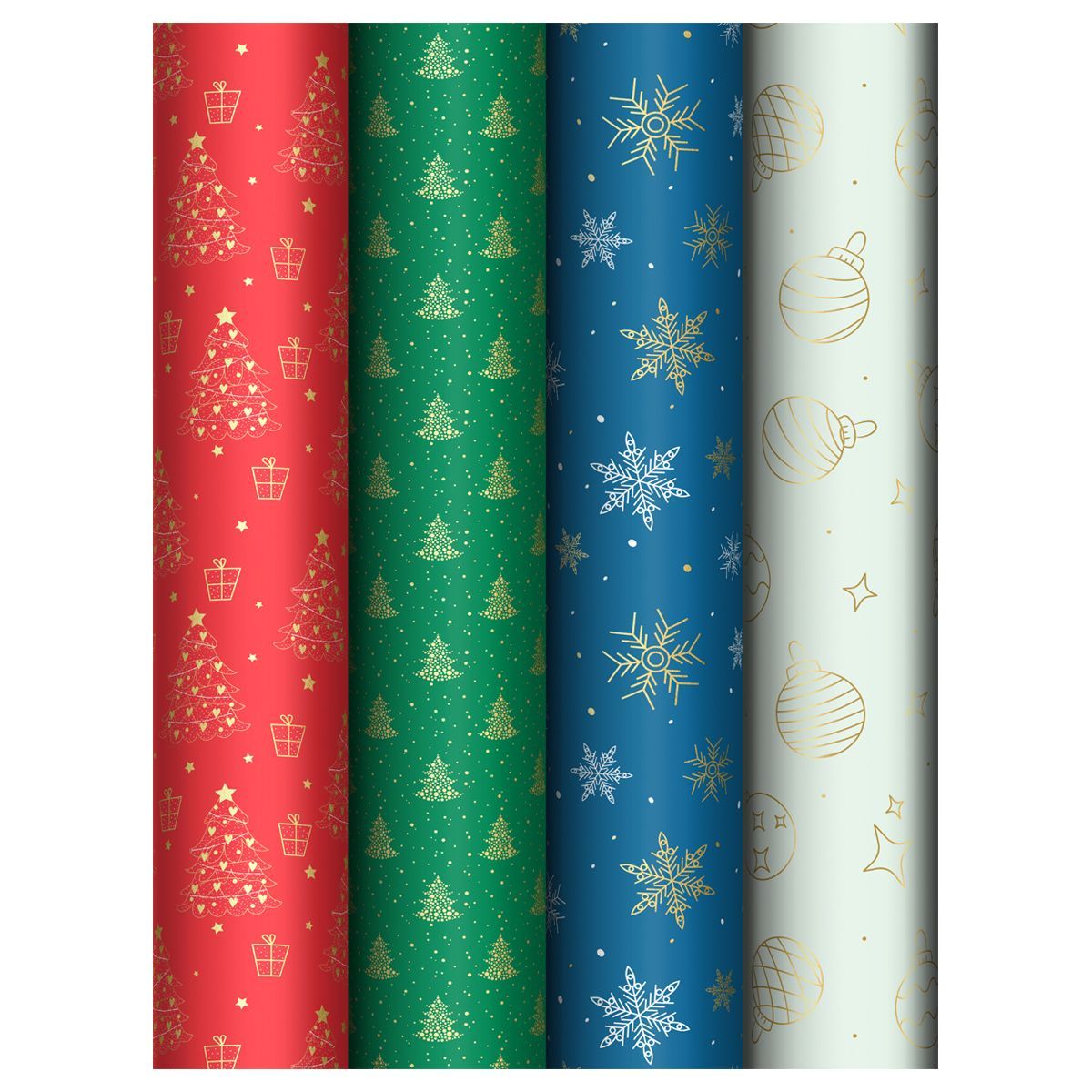 Упаковочная бумага глянц. 70*100см, MESHU "Winter pattern", 80г/м2, ассорти 4 дизайна