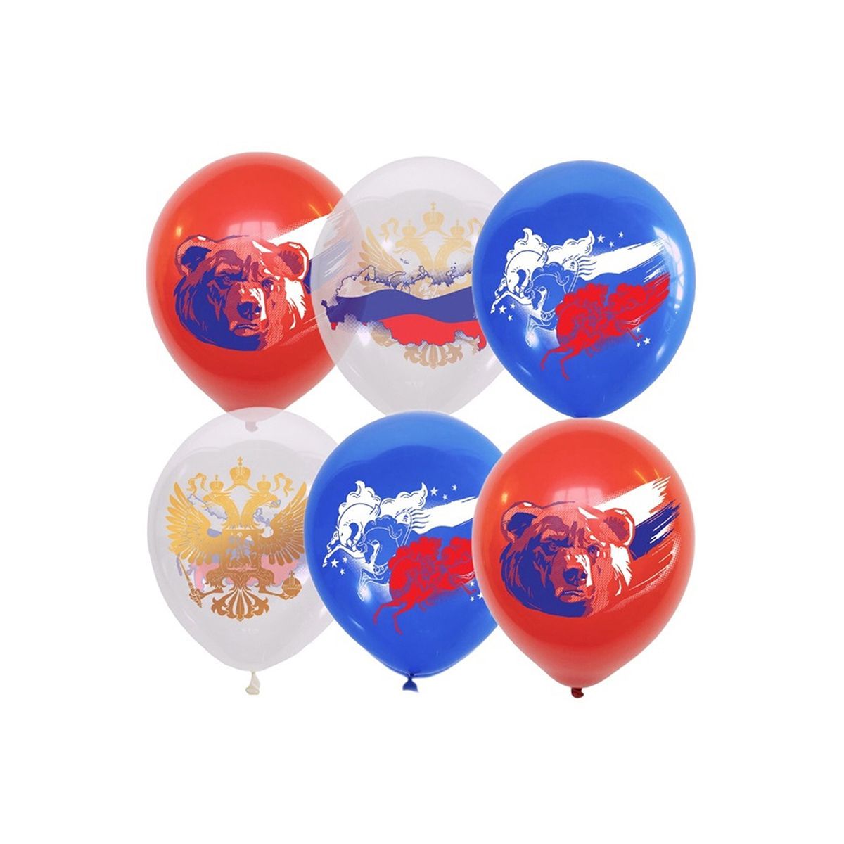 Воздушные шары, 25шт., М12/30см, ПатиБум "Государственная символика", ассорти, европодвес