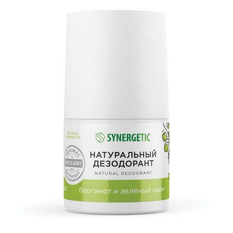 Дезодорант 50 мл, SYNERGETIC "Бергамот, зеленый лайм", роликовый, натуральный, 300016 