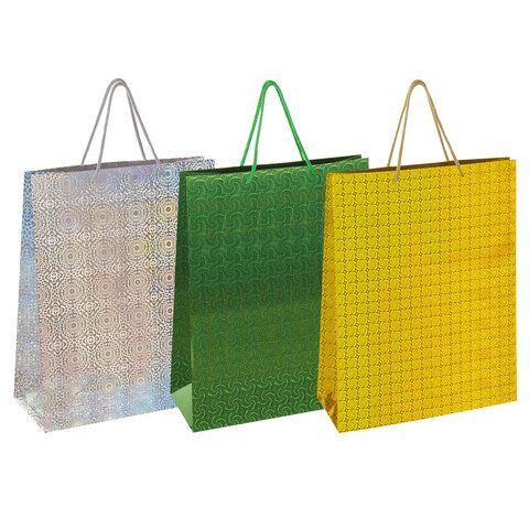 Пакет подарочный 45x33x13см (XL) НАБОР 3шт, голография, ассорти, ЗОЛОТАЯ СКАЗКА, 609737