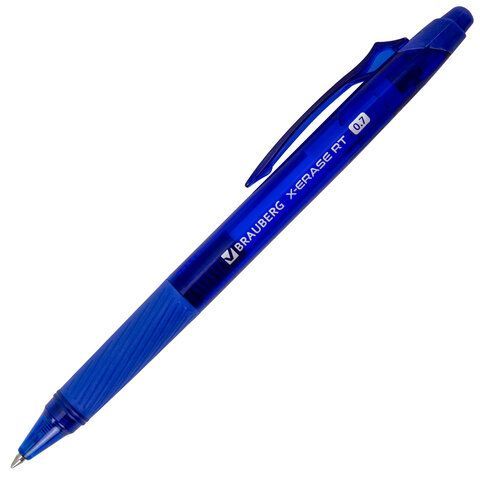 Ручка гелевая стираемая автоматическая BRAUBERG "X-ERASE RT", СИНЯЯ, пишущий узел 0,7мм, линия письма 0,5 мм, 144423