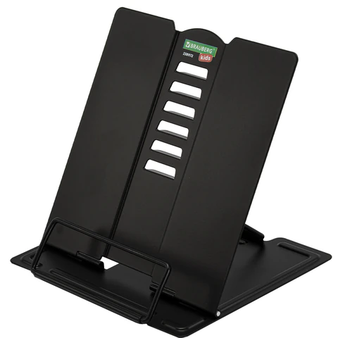 Подставка для книг и учебников BRAUBERG KIDS mini "Black", регулируемый угол наклона, металлическая, 238972
