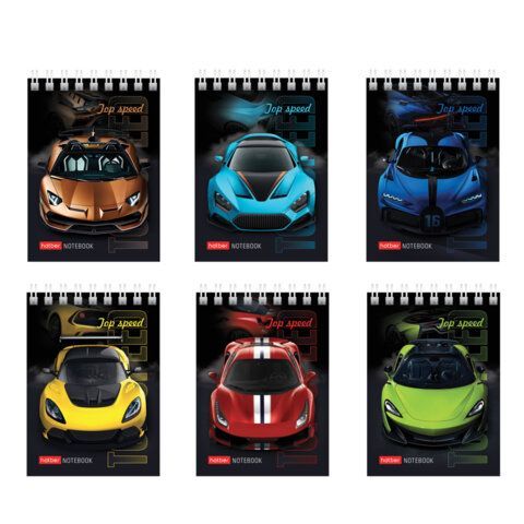 Блокнот МАЛЫЙ ФОРМАТ А7, 60 л., гребень, картон, клетка, HATBER, "АвтоШоу", 066626, 60Б7В1гр