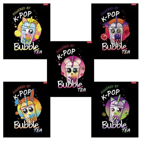 Тетрадь А5, 48 л., HATBER скоба, клетка, глянцевая ламинация, "Bubble tea" (микс в спайке), 48Т5лВ1