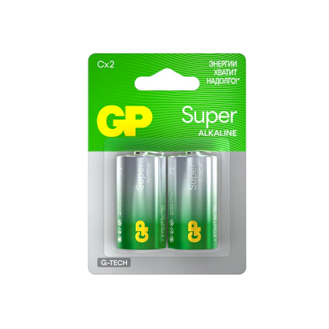 Батарейки GP Super, С (LR14, 14А), алкалиновые, КОМПЛЕКТ 2 шт., блистер, 14A-2CR2