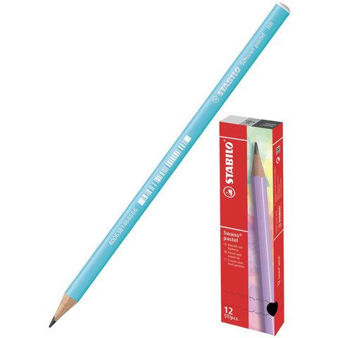 Карандаш чернографитный STABILO, 1 шт., "Schwan Pastel", HB, корпус пастельный голубой, 421/HB-6