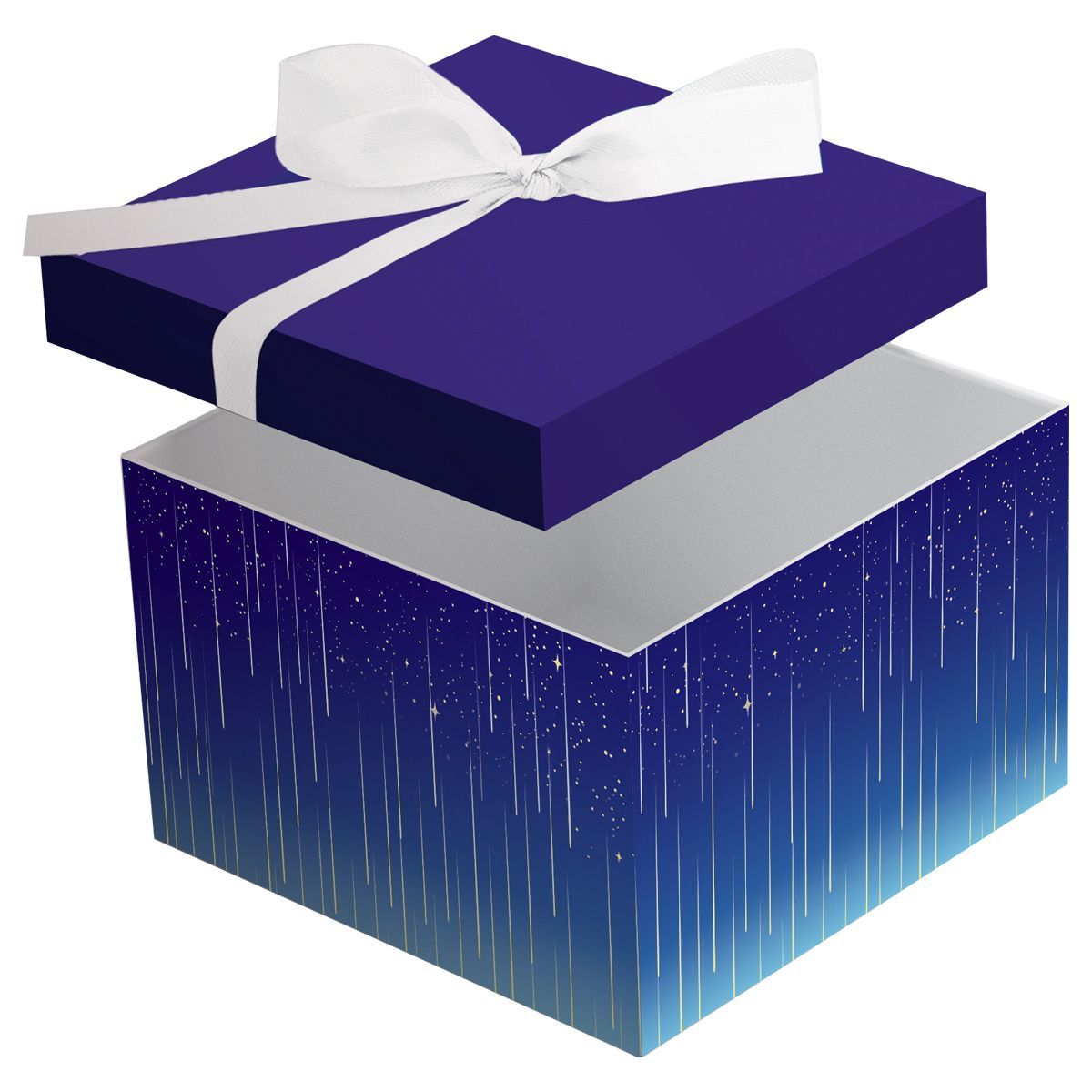 Коробка складная подарочная MESHU "Star rain", (15*15*15см), с лентой, отд фольгой