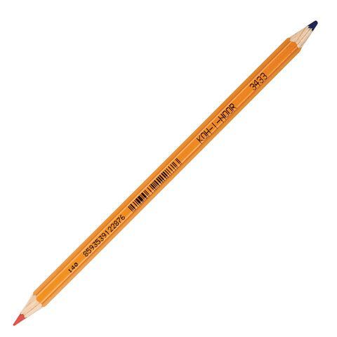Карандаш двухцветный KOH-I-NOOR, 1 шт., красно-синий, грифель 3,2 мм, желтый корпус, 34330EG001KS