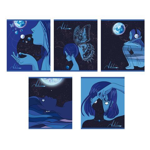 Тетрадь А5 48 л., ПЗБМ скоба, клетка, Soft-Touch, глиттер, "Космо" (микс в спайке), 23829