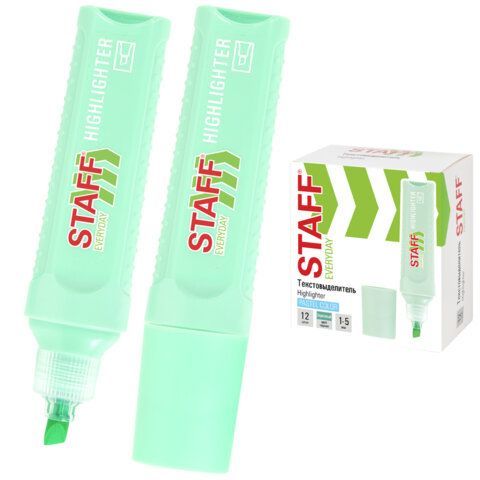 Текстовыделитель STAFF "EVERYDAY HL-707", БИРЮЗОВЫЙ, линия 1-5 мм, скошенный наконечник, 152546