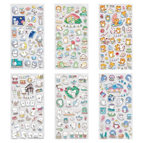 Наклейки гелевые "Зверята", 17,5х9 см, ассорти 6 видов, FUNSTER (ФАНСТЕР), 666080