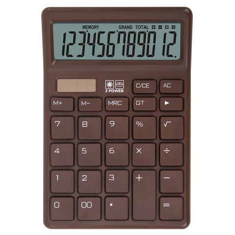 Калькулятор настольный BRAUBERG CH-12-BR (153х103 мм),12 разрядов,двойное питание, коричневый,272961