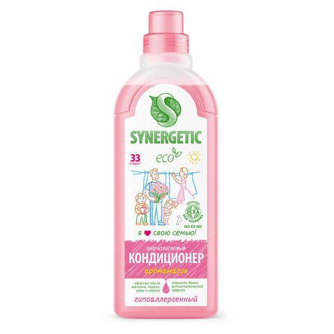 Кондиционер-ополаскиватель для белья 1 л SYNERGETIC "Аромамагия", гипоаллергенный, концентрат, 110100 Кондиционер-ополаскиватель для белья 1 л SYNERGETIC "Аромамагия", гипоаллергенный, концентрат, 110100