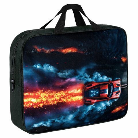 Папка на молнии с ручками BRAUBERG А4, 1 отделение, полиэстер, 80 мм, Foggy car, 273305