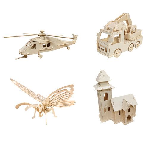 Сборная модель из дерева, АССОРТИ, 15 видов, РК