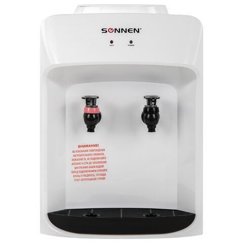 Кулер водонагреватель БЕЗ ОХЛАЖДЕНИЯ, SONNEN TSH-02T, настольный, 2 крана, белый, 455412