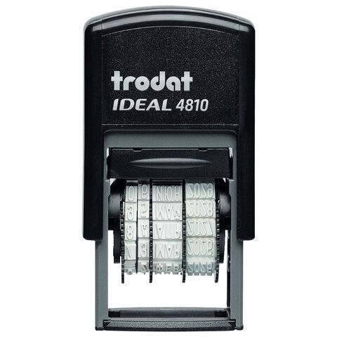 Датер-мини месяц БУКВАМИ, оттиск 20х3,8 мм, синий, TRODAT IDEAL 4810 P2, корпус черный, подушка, 218615