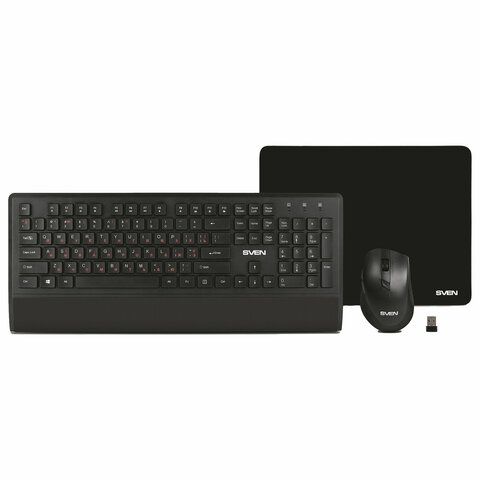 Набор беспроводной SVEN KB-C3800W, клавиатура, мышь 5 кнопок + 1 колесо-кнопка, коврик, SV-017293 Набор беспроводной SVEN KB-C3800W, клавиатура, мышь 5 кнопок + 1 колесо-кнопка, коврик, SV-017293