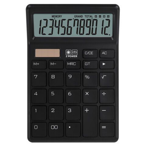 Калькулятор настольный BRAUBERG CH-12-BK (153х103 мм), 12 разрядов, двойное питание, черный, 272958