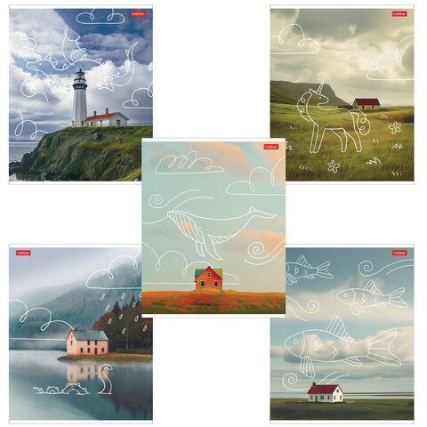 Тетрадь обложка пластик, А5, 48 л., скоба, клетка, HATBER, "Во сне и наяву" (5 видов), 48Т5В1пл