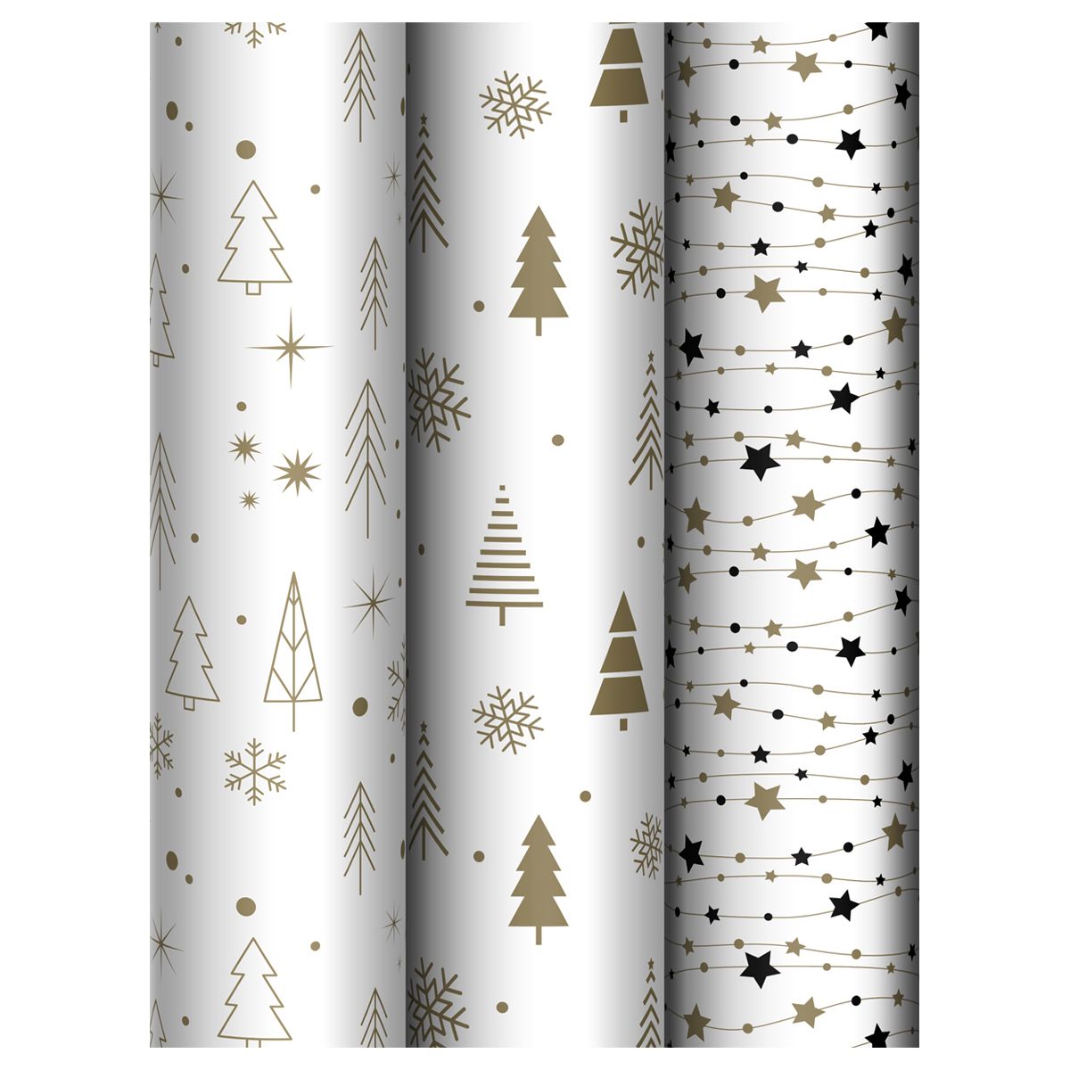 Упаковочная бумага глянц. 70*100см, MESHU "Gold NY pattern", 80г/м2, ассорти 3 дизайна