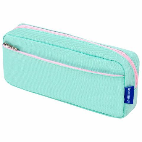 Пенал мягкий BRAUBERG PASTEL, 2 отделения, мятный, 21х9,5х5см, 272275