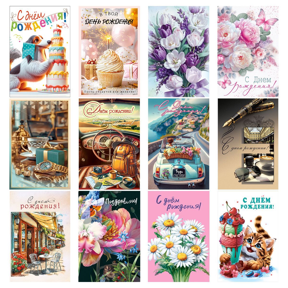 Открытка Горчаков ГК "Ассорти №18", 122*182мм, блестки, 12 дизайнов