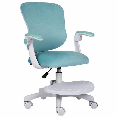 Кресло детское с подставкой для ног BRABIX "Sky MG-206", велюр, голубое, 533155