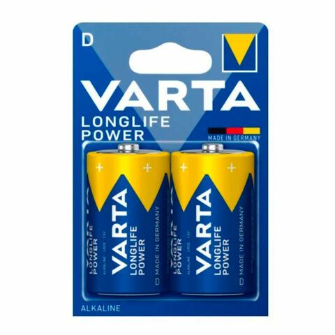 Батарейки алкалиновые КОМПЛЕКТ 2 шт., VARTA LONGLIFE POWER, D (LR20, 13А), блистер, 4920121412 Батарейки алкалиновые КОМПЛЕКТ 2 шт., VARTA LONGLIFE POWER, D (LR20, 13А), блистер, 4920121412