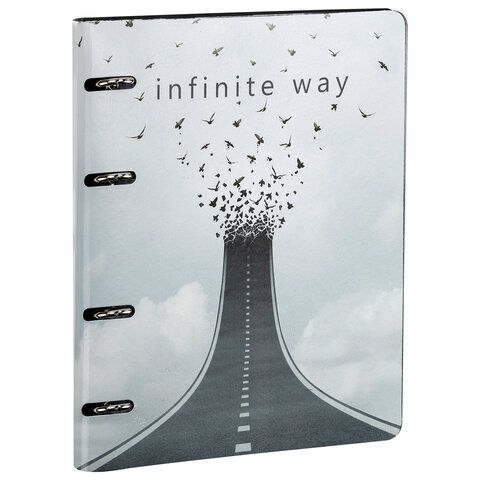 Тетрадь на кольцах А5 (180х220 мм), 80 листов, под кожу, клетка, BRAUBERG VISTA, Infinite way, 112132