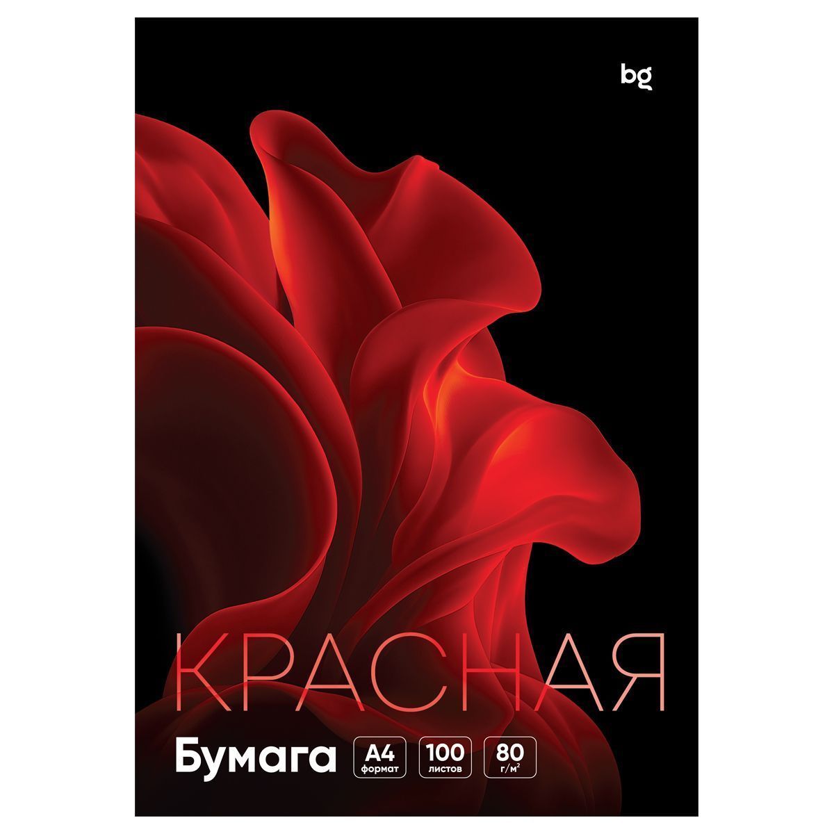 Бумага цветная BG, А4, 80г/м2, 100л., (красный)