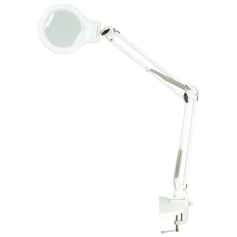 Настольная лампа светильник Леда С20 ПРО на струбцине, СВЕТОДИОДНАЯ, 8 Вт, ЛУПА (4,5/9 раз), белый