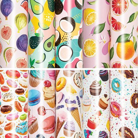 Бумага упаковочная "Sweet Life" 70x100 см, 10 дизайнов ассорти, ЗОЛОТАЯ СКАЗКА, 591920