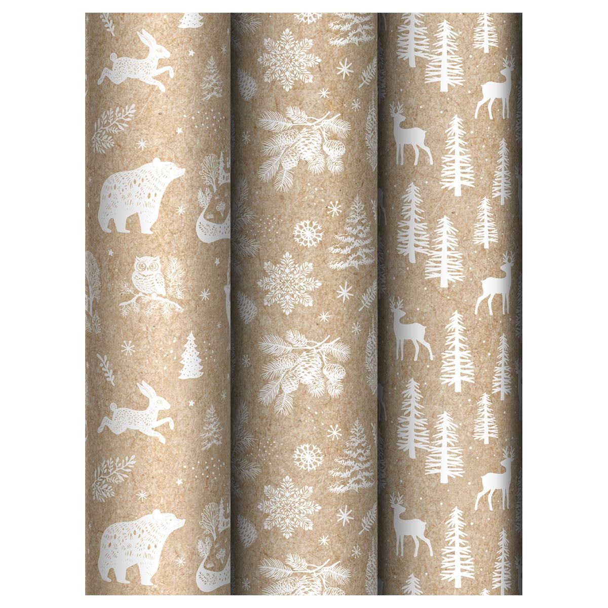 Упаковочная бумага глянц. 70*100см, MESHU "Winter forest", 70г/м2, ассорти 3 дизайна