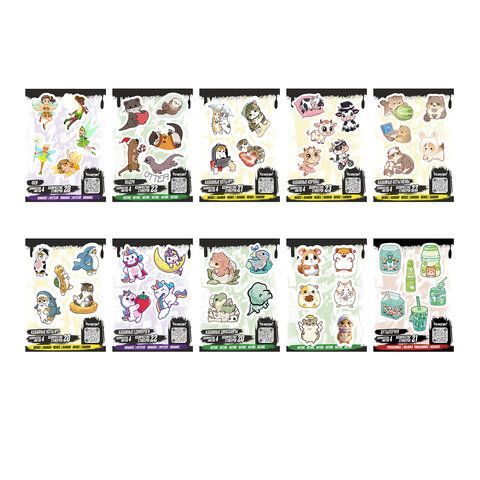 Наклейки виниловые, 20-22 шт., 4 листа, А6, "КАВАЙНЫЕ ДИЗАЙНЫ", АССОРТИ, NALEPKING