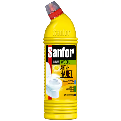Средство для уборки туалета 750 г, SANFOR WC gel (Санфор гель) "Лимонная свежесть", 1550 
