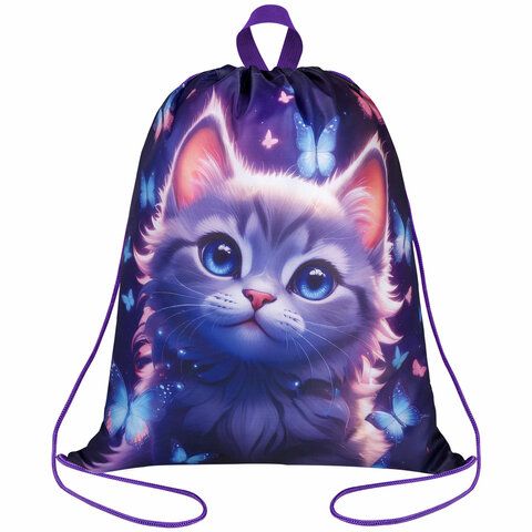 Мешок для обуви BRAUBERG KIDS, с петлей, 42х34 см, "Curious cat", 273434